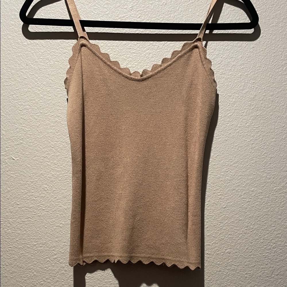Scalloped Edge Tan Women's Top